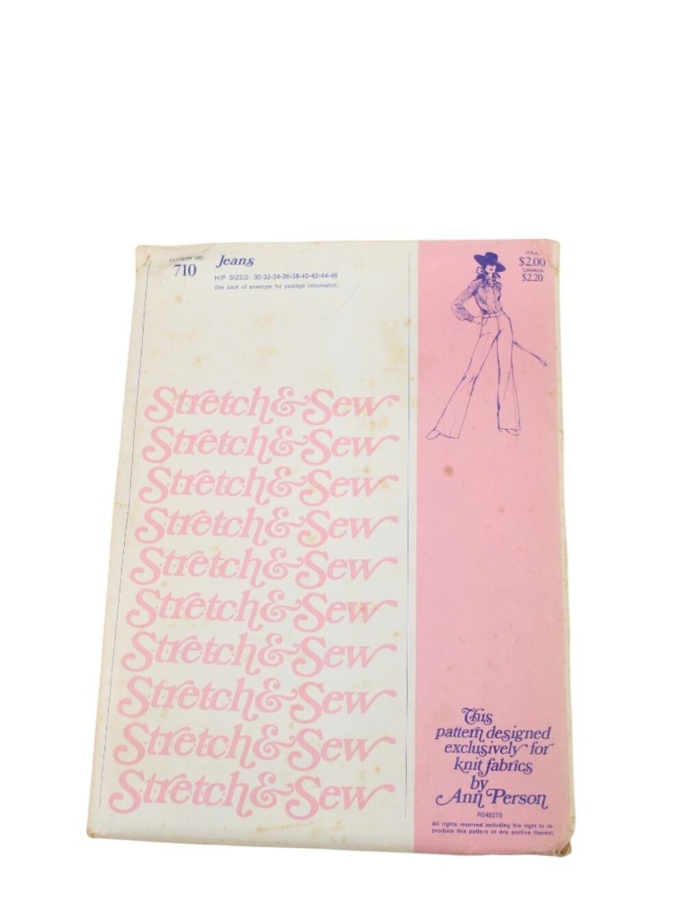 UNCUT Stretch & Sew Pattern 710 Womens Jeans Vintage 1974 94404